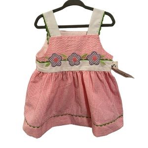 SAMARA vintage gingham top 3T flower appliqué